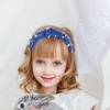 image:imageBeaupretty Knotted Wide Headband Rhinestone Pearl Headband Fashionable Baseball Head Band Knot Wide for Women GirlsBlueBlue