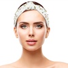image:imageBeaupretty Knotted Wide Headband Rhinestone Pearl Headband Fashionable Baseball Head Band Knot Wide for Women GirlsBlueWhite