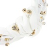 image:imageBeaupretty Knotted Wide Headband Rhinestone Pearl Headband Fashionable Baseball Head Band Knot Wide for Women GirlsBlueWhite