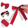 image:imageBeaupretty Lace Hair Bows for Women 4Pcs Large Bow Hair Clips with Long Tails Elegant Accessories for Wedding Party Daily Styling
