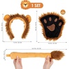 image:imageBeaupretty Lion Cosplay Costume Set Lion Plush RolePlaying Accessories Gloves Ears Headband Tail Kit for Women Men Adults Brown