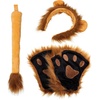 image:imageBeaupretty Lion Cosplay Costume Set Lion Plush RolePlaying Accessories Gloves Ears Headband Tail Kit for Women Men Adults Brown