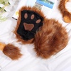 image:imageBeaupretty Lion Cosplay Costume Set Lion Plush RolePlaying Accessories Gloves Ears Headband Tail Kit for Women Men Adults Brown