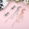 image:imageBeaupretty Moon Star Hair Clips Rhinestone Barrettes with Long Tassel Hairpins for Women Girls 4 Pieces Silver Gold Hair Accessories for Parties Weddings Daily Use