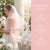 image:imageBeaupretty Pink Veil 2 Tier Center Cascade Wedding Veil Bridal Bridal Wedding with Comb Party Photo Shot Short Double Layer Halloween