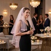 image:imageBeaupretty Pink Veil 2 Tier Center Cascade Wedding Veil Bridal Bridal Wedding with Comb Party Photo Shot Short Double Layer Halloween