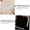 image:imageBeaupretty Pom Pom Headband Head Bopper Tinsel Pompom Ball Headband Foil Strips Pompom Headband Fashion Headband Cosplay Hair Accessories for Girls Women Christmas Party BirthdayWhite