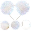 image:imageBeaupretty Pom Pom Headband Head Bopper Tinsel Pompom Ball Headband Foil Strips Pompom Headband Fashion Headband Cosplay Hair Accessories for Girls Women Christmas Party BirthdayWhite