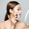 image:imageBeaupretty Retractable Blush Brush Face Powder Brush Kabuki Foundation Brush Travel Makeup Brushes with Refillable Loose Powder Bottle Jars for Color Highlight Contour Blush