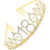 image:imageBeaupretty Rhinestone Headpiece 18th Birthday Crystal Rhinestone Princess Tiara Headband with Hair Comb for Birthday Party Wedding Bridal Decor Golden 60th Birthday Decorations Women