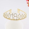image:imageBeaupretty Rhinestone Headpiece 18th Birthday Crystal Rhinestone Princess Tiara Headband with Hair Comb for Birthday Party Wedding Bridal Decor Golden 60th Birthday Decorations Women