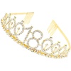 image:imageBeaupretty Rhinestone Headpiece 18th Birthday Crystal Rhinestone Princess Tiara Headband with Hair Comb for Birthday Party Wedding Bridal Decor Golden 60th Birthday Decorations Women