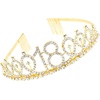 image:imageBeaupretty Rhinestone Headpiece 18th Birthday Crystal Rhinestone Princess Tiara Headband with Hair Comb for Birthday Party Wedding Bridal Decor Golden 60th Birthday Decorations Women