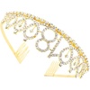 image:imageBeaupretty Rhinestone Headpiece 18th Birthday Crystal Rhinestone Princess Tiara Headband with Hair Comb for Birthday Party Wedding Bridal Decor Golden 60th Birthday Decorations Women