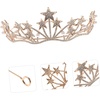 image:imageBeaupretty Rhinestone Star Crown Headband Goddess Crown Bridal Tiara Bridal Headpiece for Women Gold