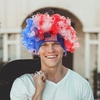 image:imageBeaupretty Short Curly Afro Wig with USA Flag Hairband Patriotic Sports Fan Wig for Soccer Football Matches Fluffy National Flag Costume AccessoryRed
