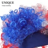 image:imageBeaupretty Short Curly Afro Wig with USA Flag Hairband Patriotic Sports Fan Wig for Soccer Football Matches Fluffy National Flag Costume AccessoryRed