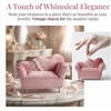 image:imageBeaupretty Sofa Jewelry Box Pearl Lace Design Velvet Fabric Storage Case for Jewelry Organization Elegant Desktop Ornament for Home Decor