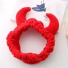 image:imageBeaupretty Spa Headband for Women Devil Horn Headband Washing Face Makeup Plush Spa Women Shower Hairband Red