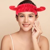 image:imageBeaupretty Spa Headband for Women Devil Horn Headband Washing Face Makeup Plush Spa Women Shower Hairband Red