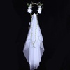 image:imageBeaupretty Wedding Bridal Veil Floral Garland Veil Flower Crown Veil Boho for Wedding Beach White
