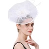 image:imageBeaupretty Women Girls Fascinators Hair Clip Veil Fascinator Hat with Hair Clip Headband Tea Party Headwear 1920 FascinatorsWhite