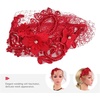image:imageBeaupretty Womens Fascinators Hat Bridal Wedding Veil Mesh Lace Headband Tea Party Headwear Fascinator Veil HeadbandRed