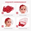 image:imageBeaupretty Womens Fascinators Hat Bridal Wedding Veil Mesh Lace Headband Tea Party Headwear Fascinator Veil HeadbandRed