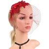 image:imageBeaupretty Womens Fascinators Hat Bridal Wedding Veil Mesh Lace Headband Tea Party Headwear Fascinator Veil HeadbandRed