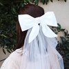 image:imageBeaupretty Womens Headbands Wedding Bridal Hair Accessories  White Bow Clip Short Veil and Bowknot Hair Clip for Bride Decor