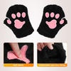 image:imageCat Cosplay Costume Set Plush Furry Cat Fox Faux Fur Ears Headband with Choker Necklace Tail and Paws Gloves for Halloween Black