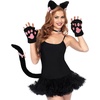 image:imageCat Cosplay Costume Set Plush Furry Cat Fox Faux Fur Ears Headband with Choker Necklace Tail and Paws Gloves for Halloween Black