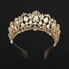 image:imageFRCOLOR Jeweled Baroque Queen Crown Korean Water Drill Bride Crown Top Hair Tiara Crystal Wedding Tiara Quinceanera Costume Party Hair Accessories Blue