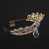 image:imageFRCOLOR Jeweled Baroque Queen Crown Korean Water Drill Bride Crown Top Hair Tiara Crystal Wedding Tiara Quinceanera Costume Party Hair Accessories Blue
