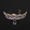 image:imageFRCOLOR Jeweled Baroque Queen Crown Korean Water Drill Bride Crown Top Hair Tiara Crystal Wedding Tiara Quinceanera Costume Party Hair Accessories Blue