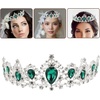 image:imageFRCOLOR Princess Crown for Women Green Crystal Tiara Crown for Women Rhinestone Queen Crowns Wedding Tiaras Crowns Headband for Birthday Halloween PartyGreen