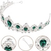 image:imageFRCOLOR Princess Crown for Women Green Crystal Tiara Crown for Women Rhinestone Queen Crowns Wedding Tiaras Crowns Headband for Birthday Halloween PartyGreen