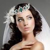 image:imageFRCOLOR Princess Crown for Women Green Crystal Tiara Crown for Women Rhinestone Queen Crowns Wedding Tiaras Crowns Headband for Birthday Halloween PartyGreen