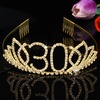 image:imageFrcolor 30th Birthday Tiara Crystal Rhinestone Women Crown with Combs Gold