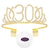 image:imageFrcolor 30th Birthday Tiara Crystal Rhinestone Women Crown with Combs Gold