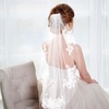 image:imageWedding Veil Comb Elegent Lace Appliques Wedding Veil Crystal Beaded With Comb White Headpiece Bridal Shower Bridesmaid Favors