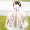 image:imageWedding Veil Comb Elegent Lace Appliques Wedding Veil Crystal Beaded With Comb White Headpiece Bridal Shower Bridesmaid Favors