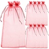 image:image10pcs Sheer Wine Bag Mesh Organza Wine Bottle Cover Dresses Wrap Christmas Bags with Drawstring Dark RedDark Red