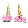 image:image2 Pieces Horn Hair Clips Girls Hair Clips Flower Hair Barrettes Metal Halloween Party Favors Decor ColorfulGolden Pink