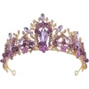 image:imageBeaupretty 1pc Purple Crystal Crown Wedding Hair Crown Bride Delicate Hair Jewelry Delicate Headdress Decorative Wedding Decor Fashion Women Tiara