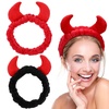 image:imageBeaupretty 2 Pack Spa Headband for Women Devil Horns Facial Headband for Face Wash amp Makeup Soft Hair Band Black Red