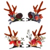 image:imageBeaupretty 2 Pairs Reindeer Antler Hair Clips Floral Elk Horn Hair Barrettes Christmas Hair Accessories for Girls Teens Dress Up Partyflower