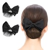 image:imageBeaupretty 2 Pieces Hair Snood Net Barrette Mesh Clip Elastic Butterfly Bun Bow Headdress for Lady Women Dance Office Black1 Count Pack of 2