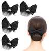 image:imageBeaupretty 2 Pieces Hair Snood Net Barrette Mesh Clip Elastic Butterfly Bun Bow Headdress for Lady Women Dance Office Black1 Count Pack of 4