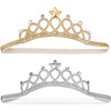 image:imageBeaupretty 2PCS Baby Girls Crystal Crown Tiara Hair Belt Headband Soft Headwrap Princess Headpiece Children Hair Accessories for Birthday Party Photography SilverGold